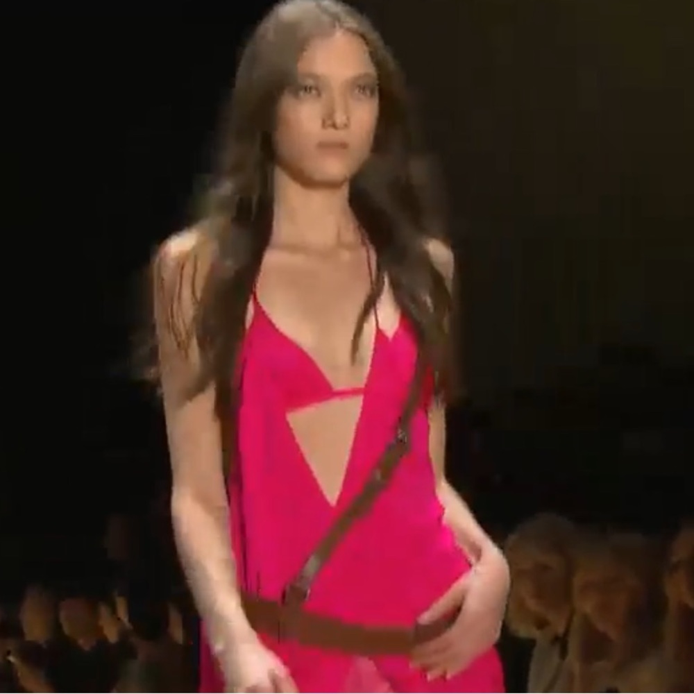 ❤️ Barbara Bui Pink 100% Silk Summer Fashion Show 2016 Collection  Dress Slip M